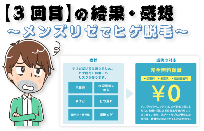【メンズリゼ3回目終了後】ヒゲの部位ごとの脱毛結果と感想